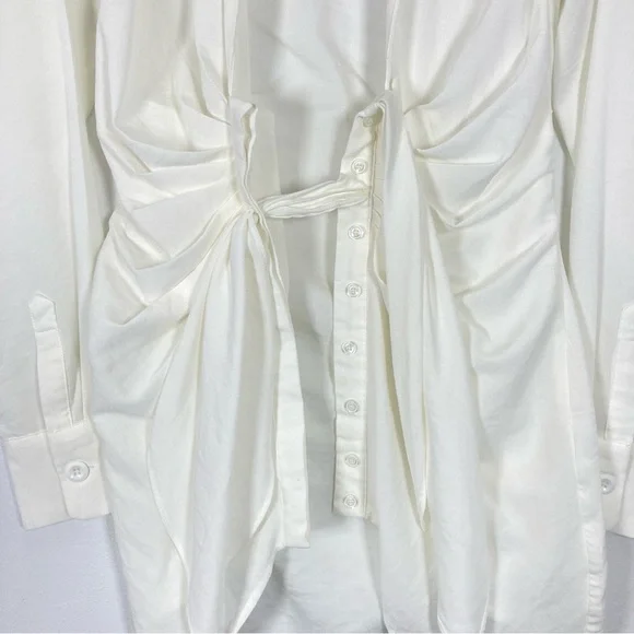 Choosy Crosby St White Plunging V Neck Tie Front Shirt Dress 0 - Picture 8 of 15